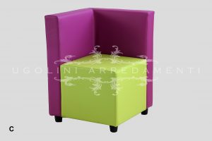 Modular sofa with wooden structure - C angoular
