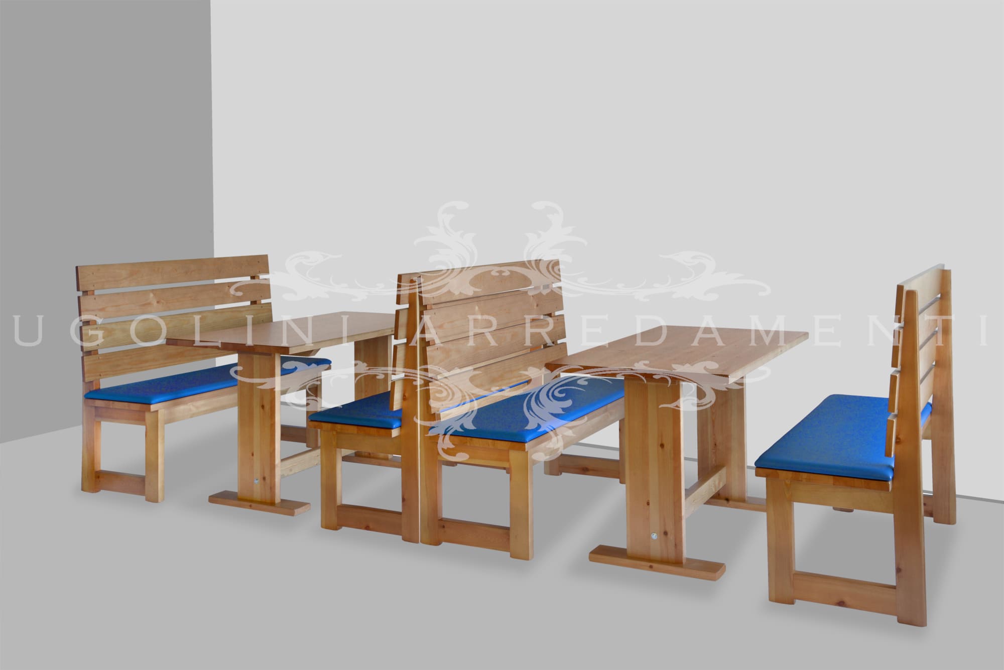 Set tavolo panche Moderno-Mediterraneo 205-panoramica