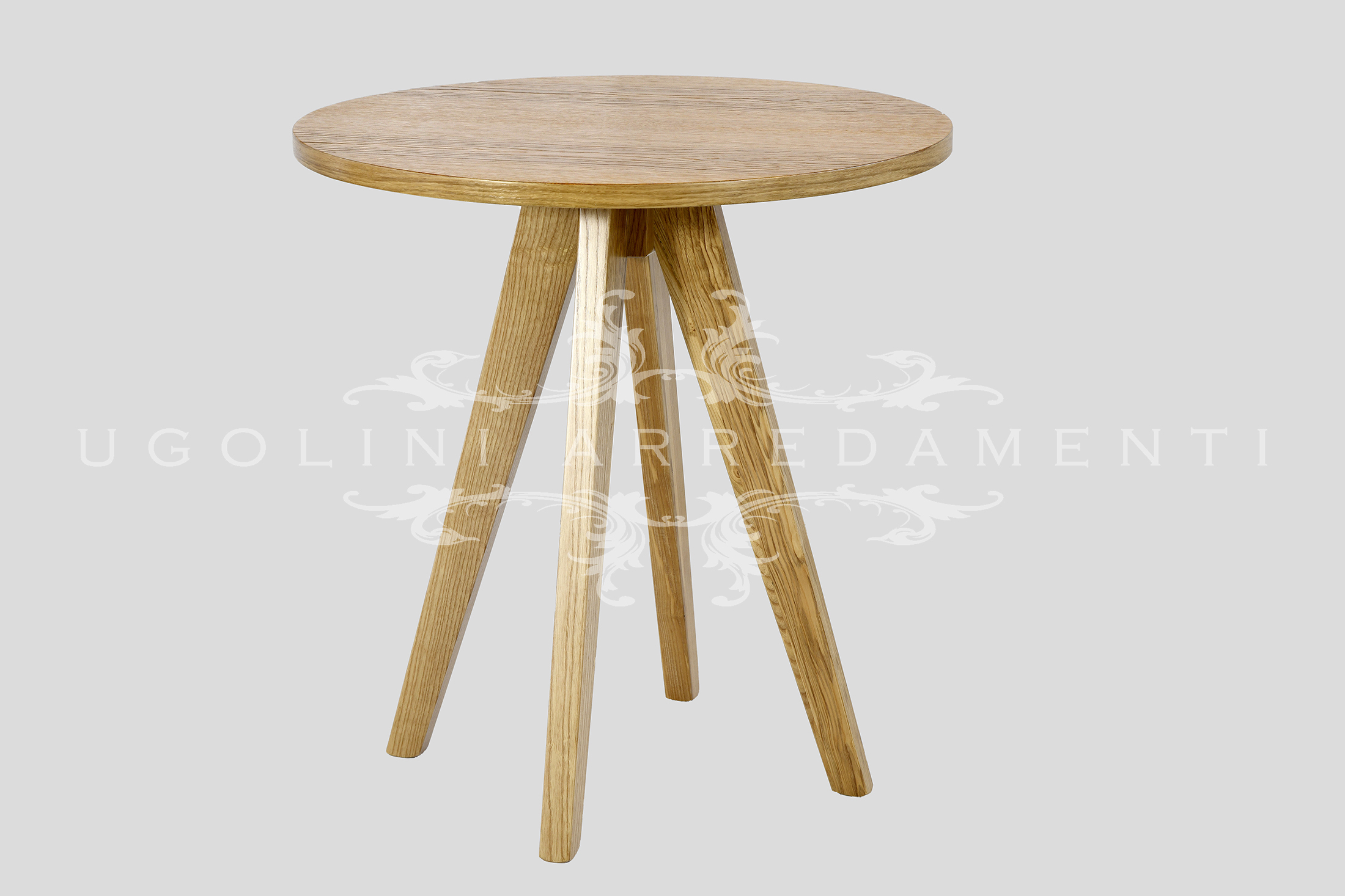 Natual oak table art. 055 with veneered top and solid wood base