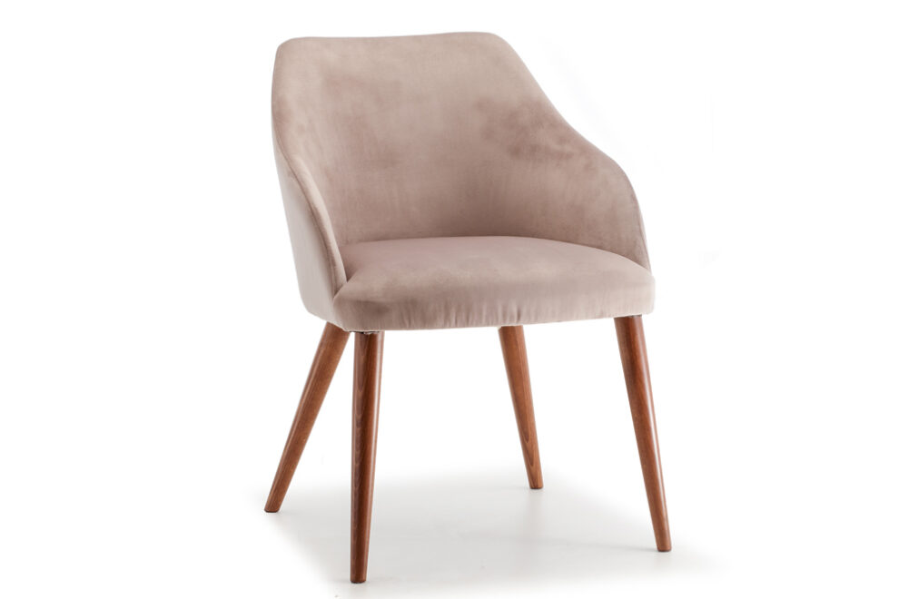 Poltroncina velluto e gambe legno