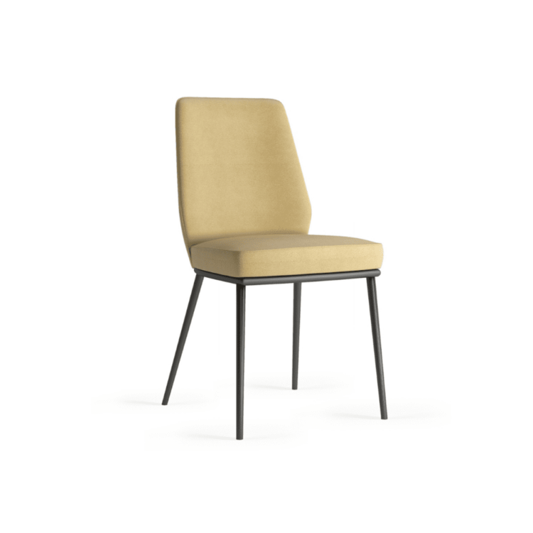 Sedia Michela con rivestimento tessuto e gambe in metallo