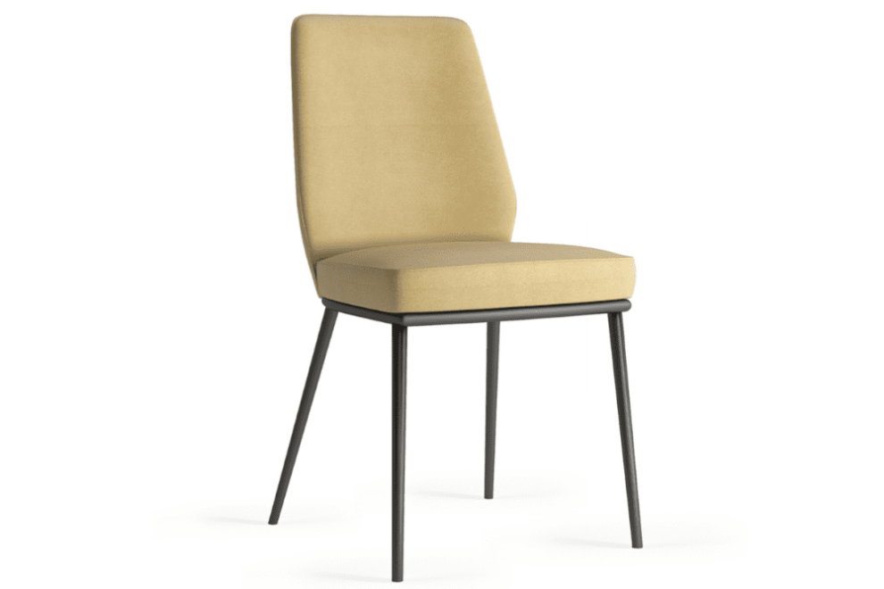 Sedia Michela con rivestimento tessuto e gambe in metallo